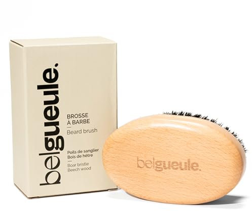 BELGUEULE Spazzola da barba Belgueule misura media Man-Care - Cura la barba e stimola la crescita - Prodotto naturale, setole di cinghiale e legno di faggio, accessorio da uomo