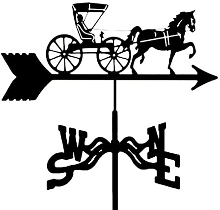 Brigtviee Wetterhahn fürs Dach Windfahne Metall Weathervane for Dach-Metallwetterflügel mit Pferdekutschendekoration Windrichtung Indikator Gartenbeteiligte Windschaufel Messwerkzeug