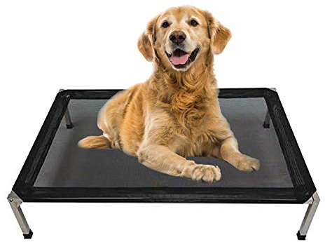 ZDYHL Erhöhtes Hunde-/Katzenbett mit rutschfesten Füßen, feuchtigkeitsbeständiges orthopädisches Relief-Lounge-Sofa für drinnen/draußen, einfach zu montieren (Größe: XXL (128 x 88 x 23 cm)) Vision