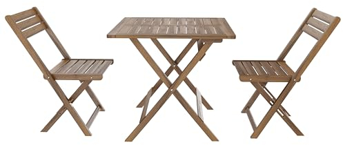 Set Tavolino E 2 Sedie Bistrot In Legno Acacia Portatile Pieghevole Facile Da Chiudere Comodo Trasporto Tavolo Quadrato Esterno Giardino Terrazza Campeggio Picnic Semplice Elegante 74 x 70 x 70 Cm