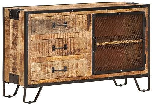 JUDYY Sideboard, Kommode Schlafzimmer, Kommoden & Sideboards, Wohnzimmerschrank, Flur Kommode, Zimmer Möbel, 100×31×60 cm Raues Mango-Massivholz