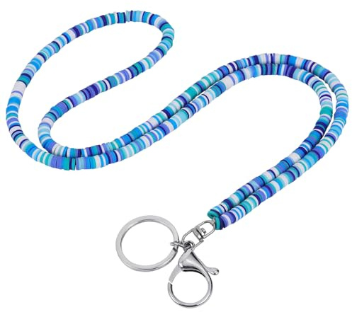 LEGENTLISUR Perlen Lanyard mit ID Kartenhalter Lanyards für Frauen Lanyard mit ID Kartenhalter Lanyard mit ID Kartenhalter Set Niedlich Abzeichen für Lehrer Damen Geschenk (Dodgerblau)