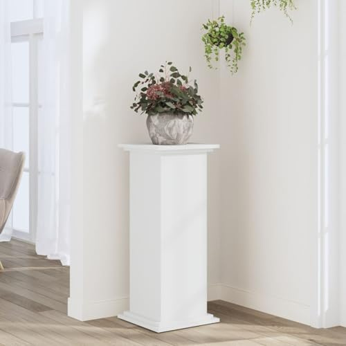 Gecheer Supporto per Piante Bianco 33x33x80 cm in Legno Multistrato,Portafiori,Scaffale Piante Portafiori,Scaffale per Piante,Scaffale per Fiori,Supporti Piante,Scaffale Porta Piante,P852969