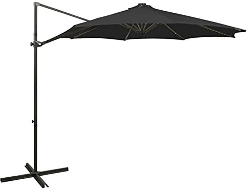 Juroupi Cantilever Umbrella with Pole and LED Lights Black 300 cm,UV30+ Protection,Garden Parasol,Cantilever Umbrella,Parasol Umbrella for Outdoor-312340