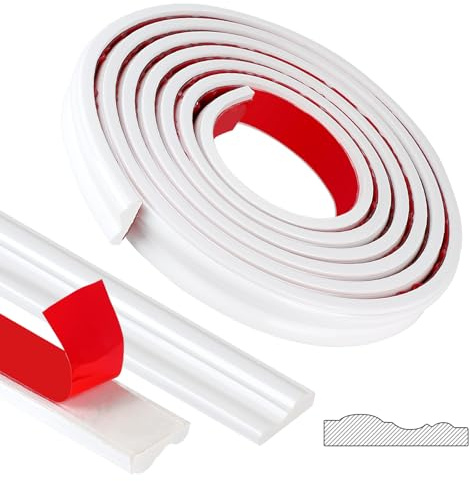 EFUTURETIME 3 Metros Molduras de Pared Autoadhesivas de 32 mm de Ancho Molduras Flexible de PVC Decorativas Brillantes para Bricolaje Espejos Puerta Armarios, Blanco, Modelo YT155