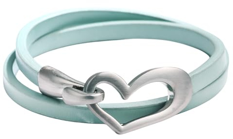 meberg NHQN694249 Wickelarmband Herz vers. Farben PU Leder Armband Damenarmband Lederarmband modern