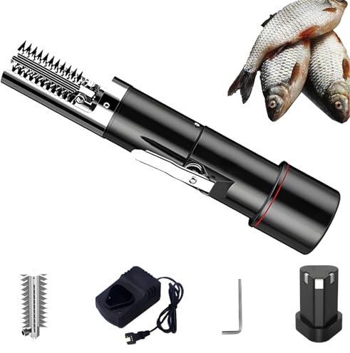 Electric Fish Scaler Cordless Fish Scale Scraper Remover with Stainless Steel Protective Cover Rechargeable Fish Descaler Tool 360° Waterproof Fish Scaler Remover for All Types of Fish