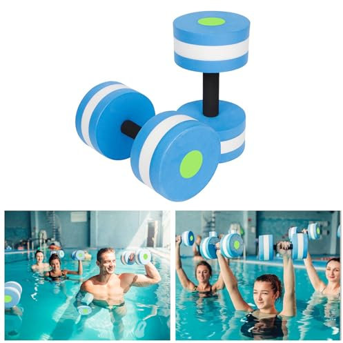2PCS Aquatic Exercise Assemble Water Dumbbells Foam Dumbbells Water Aerobics Dumbbell Sports Aquatic Exercise Barbells Hand Bars Swimming Training Fitness Equipment (Blue)