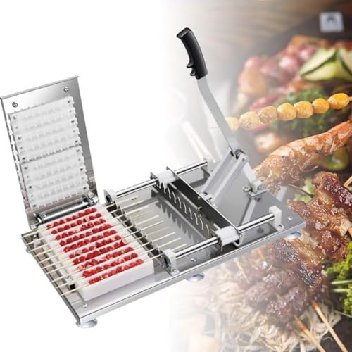 Machine à brochettes en acier inoxydable, machine manuelle à brochettes de mouton, machine à brochettes de mouton, 10 brochettes à la fois pour barbecue de légumes, pique-nique en plein