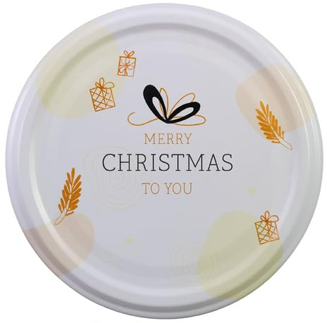 10er Set Schraubdeckel für Gläser 82 mm – Ersatzdeckel für Einmachgläser mit ´Merry Christmas to you Motiv – Twist Off Deckel für Sturzgläser – Einmachdeckel für Marmeladengläser