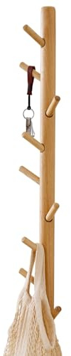 OAKERLAND Wandgarderobe Eiche Holz Kleiderhaken Baum Zweig, 90cm Garderobenhaken Wand für Jacken, Mäntel, Schals, Handtaschen, 9 Haken Garderobenleiste Hakenleiste Holz Für Eingang
