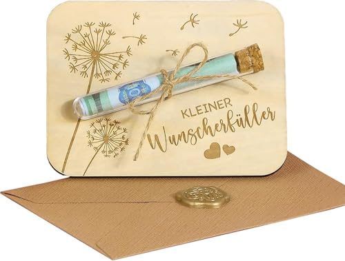 lrgnixs Wunscherfüller Geldgeschenk, Verpackung für Geldgeschenke, Holz Geldgeschenk Geburtstag mit UmschläGen ReagenzgläSern Bindfaden, Geburtstagskarte für Geldgeschenke Hochzeit Weihnachten