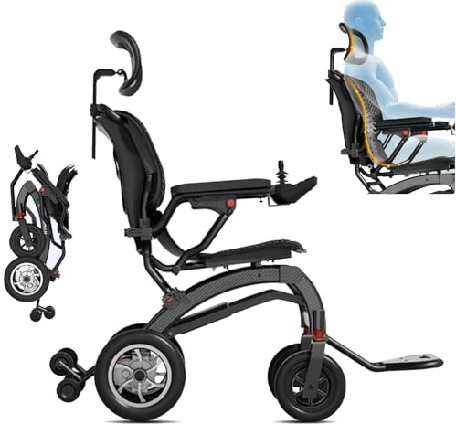 Silla de ruedas eléctrica plegable y ligera con altura de pierna ajustable, silla de ruedas ergonómica portátil para adultos, personas mayores y personas con discapacidad