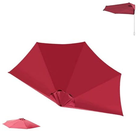 Toldo de repuesto para media sombrilla de 2,7 m/3 m, cubierta de patio al aire libre, 5 varillas, toldo de jardín, impermeable, resistente a los rayos UV