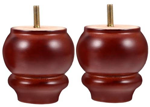 HOMSFOU Solid Wood Sofa Legs and Cabinet Feet 8cm Red Hardwood Threaded Mounting Furniture Legs for Small Tables and Chairs, 2pcs Set