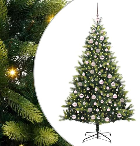 vidaXL Árbol de Navidad Artificial Plegable 300 Leds Verde 180 cm, Árbol de Navidad Moderno, Decorativo, Plegable para Sala, Adorno LED Festivo, Ideal para Interiores