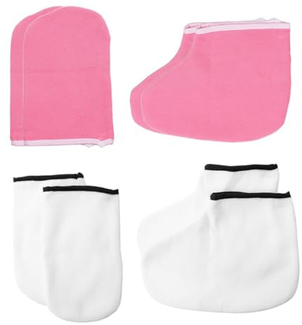 BAZEITFLOW 4 pares Guantes Exfoliantes Hidratantes para Manos y Pies Reutilizables y Resistentes para Cuidado Diario y Spa Profesional Ablandador de Durezas y Callos y Rosa