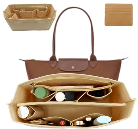 SPOKKI Taschen Organizer für Longchamp L Filz Taschenorganizer mit Kartenpackung 30x14.5x17cm Innentasche für Handtaschen Taschenorganizer Shopper mit Multifunktionalen Taschen Großes Fassungsvermögen