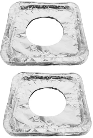Hohopeti Couvercles de Brûleurs Nettoyage Facile en Aluminium Argenté Taille Ajustable Accessoire de la Cuisine Pratique Lot de 100 Protection Anti-huile pour Cuisinière à Gaz