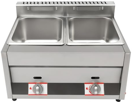 Friggitrice commerciale a doppio serbatoio in acciaio inossidabile con capacità 12L e controllo indipendente della temperatura, 50 ~ 380 ℃, ideale per mense e ristoranti