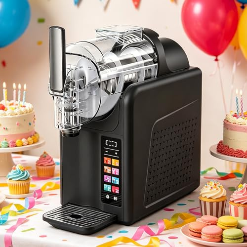 AityBuy Slush-EIS-Maschine, 7-in-1-Slush-Eis-Maschine, Softeismaschine Mit Einem Oder Zwei Rührköpfen, 2-Liter- Oder 4-Liter-Tanks, Touchpanel Mit Automatischer Reinigungsfunktion SingleBowl-Black