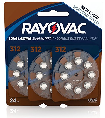 Rayovac Mercury Free Hearing Aid Batteries, Size 312, 24-Count (L312ZA-24ZM) by Rayovac