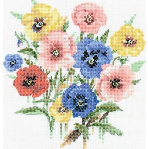 Heritage Kreuzstich Set Aida Stiefmütterchen (A), Zählmuster, VPPP699-A, 17,5x19cm