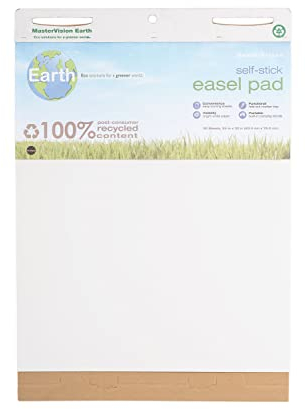 MasterVision Jorden självklistrande staffli dyna, arkstorlek 30 x 25 tum, 30 ark vardera, 2-pack, vit (FL1218207)