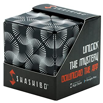 Shashibo Formwechsel-Box – Preisgekrönter, patentierter Zappelwürfel mit 36 Seltenerdmagneten – lässt Sich in über 70 Formen verwandeln (Black & White)