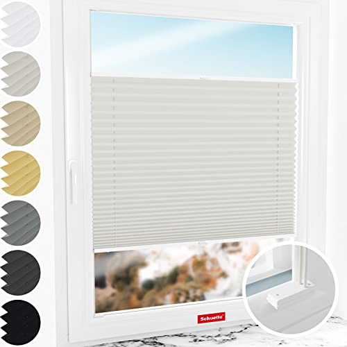 Schuette® Plissee mit Bohren zum Anschrauben ● Thermo Kollektion: Spring Cloud (Grau) ● 60x100cm (Breite x Höhe) ● Suprafix Faltrollo Befestigung ● Bequeme Rollo Montage inkl. Video