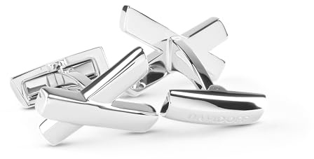 DAVIDOFF ESSENTIALS Manschettenknöpfe Silber – exklusive rhodinierte Messing Manschettenknöpfe – stilvolle Herren Accessoires in attraktiver Hyphen-Form