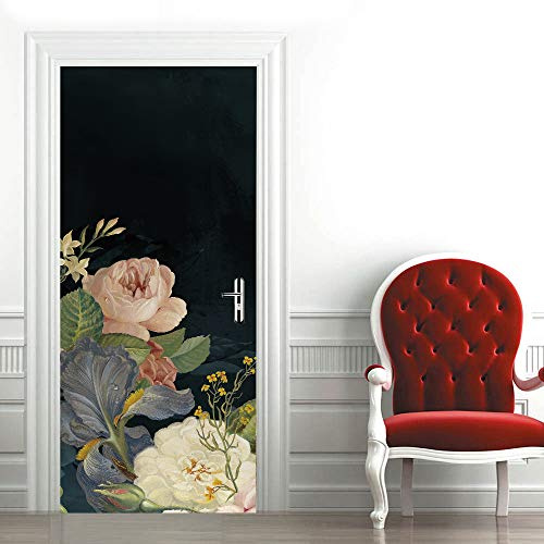 3D Türtapete Selbstklebend Türaufkleber - BLUME - Tür Poster PREMIUM PVC Wasserfest Wandtattoo Für Schlafzimmer Wohnzimmer Tür Dekoration Tapete 77 x 200 cm