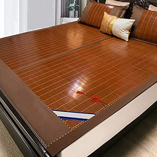 V&U Kühlender Sommer Bambus Schlafmatte,Faltbar Atmungsaktiv Matratzen-Topper,Doppel-seitlich Gewebte Glatte Bettmatte Für Einzeldoppelbett Schulfamilie-Bambus 180x200cm(71x79inch)
