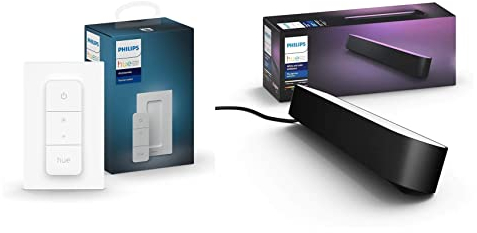 Philips Hue Dimmschalter | Zubehör für Ihr System | kabelloses Dimmen ohne Installation + Lightbar Play Pack Erweiterung x1 – Schwarz
