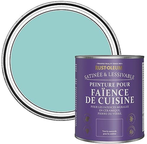 Rust-Oleum Blue water resistant Kitchen Tile Paint in Satin Finish - Teal 750ml