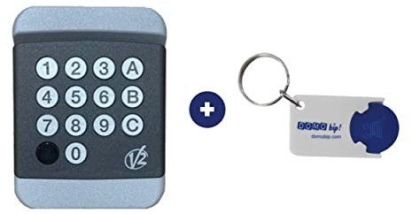 Clavier à Code V2 KIBO-R – 433,92 MHz | Sécurité Rolling Code | 9 Canaux | Clavier Rétroéclairé | Étanche IP54 | Compatible Motorisation de Portail & Garage | Contrat 47 + 1 Porte-clés Domobip