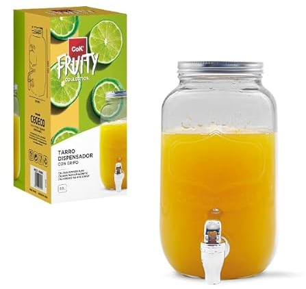 Contenitore Barattolo Dispenser in Vetro con Rubinetto e Tappo 3,5 Litri