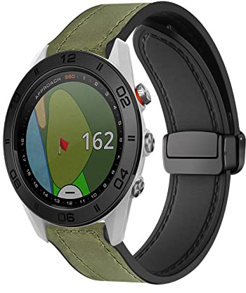 Magnetische Armbänder für Garmin Approach S62_S60_EPIX gen 2 Armband für Männer und Frauen, Magnetische Leder Silikon Hybrid Ersatzarmband Kompatibel mit Garmin Approach S62_S60_EPIX gen 2 (9)