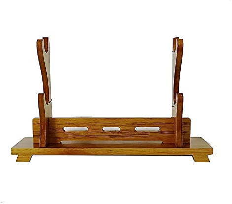 Schaufenster für Schwertkämpfer, mittelalterliche Schwertkrieger, Katana-Schwerthalter, 3 hierarchische Waffenständer aus massivem Holz (Größe: 2 Etagen)