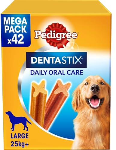 Pedigree Dentastix Snack per la Igiene Orale, Cane Grande + 25 kg Confezione Scorta, 42 Bastoncini - 1620 gr