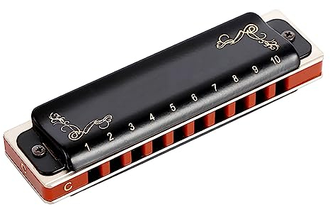 Mundharmonikas Diatonische Mundharmonika, 10-Loch-Harfe, Mundharmonika, Tonart C, Tiefes F, Schwarzer Messingbezug, Rohrblatt Aus Phosphorbronze