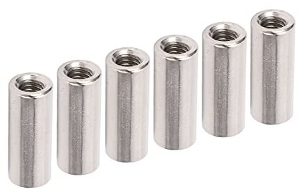 20 Stück Runde Verbindungsmutter, M6 X 1,0 10 L25 Mm Edelstahl-Stangenkupplungsmuttern, für Gewindestange