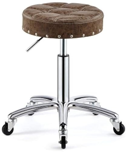 Rollhocker Hocker auf Rollen Drehbarer Bürostuhlhocker mit Rollen, Arbeitshocker mit rosa PU-Kunstledersitz, höhenverstellbar 45–55 cm, Gewichtsunterstützung 160 kg, verstellbar (Stil # The New