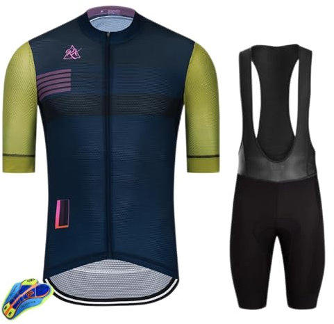 PRIOKNIKO Radsport-Trägerhosen Für Herren Team Areo Radtrikot Kurzarm Sommer-Rennrad-Sets,Fahrradbekleidung 4,4Xl