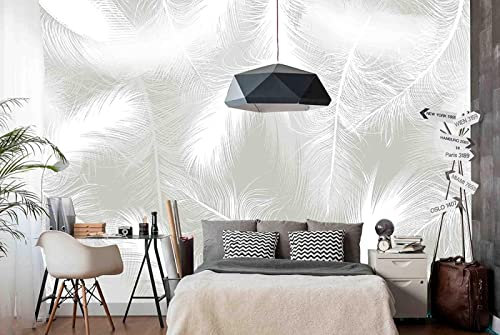 Carta Da Parati 3D Piuma Bianca Minimalista Carta Da Parati Camera Letto Moderna Fotomurali 3D Gigante Murale Decorazione