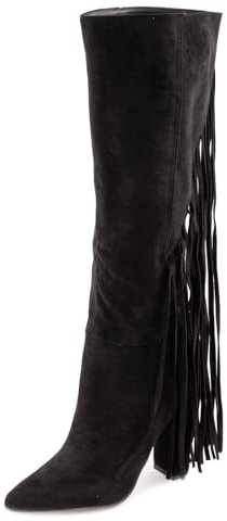 Toocool Femmes bottes en daim franges daim talons hauts western 2G1A, Noir , 37 EU
