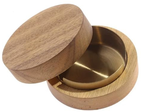 TIVAS Ceniceros de Madera con Tapa, cenicero Cubierto a Prueba de Viento con Revestimiento de Acero Inoxidable, cenicero Interior y Exterior para el hogar