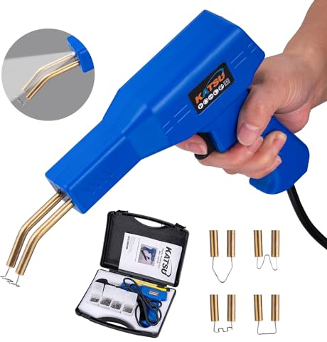 KATSU 50W Kunststoff Schweißgerät Auto Stoßstange Reparaturset mit 200PCs 4 Arten Schweißklammern, Kunststoff Schweißer Heißheftpistole Kunststoff Riss Reparaturset für Autoteile / Kajak / Kanu
