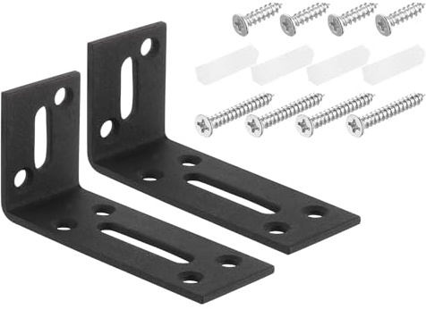 sourcing map Équerres D'Angle en L, Lot de 2, 80x30x40mm - Coins D'Angle Réglables en Acier Inoxydable, Supports D'Angle à Fente de 90 Degrés pour Réparation de Meubles Diy (Noir)