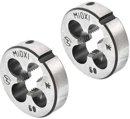 CoCud Rundes Gewindereparatur-Schneideisen, M10x1 Schneideisen 30mm Außendurchmesser, Legierter Werkzeugstahl Linksgewinde-Zylindrisches Gewindewerkzeug mit 4 Spanlöchern, 2 Stück